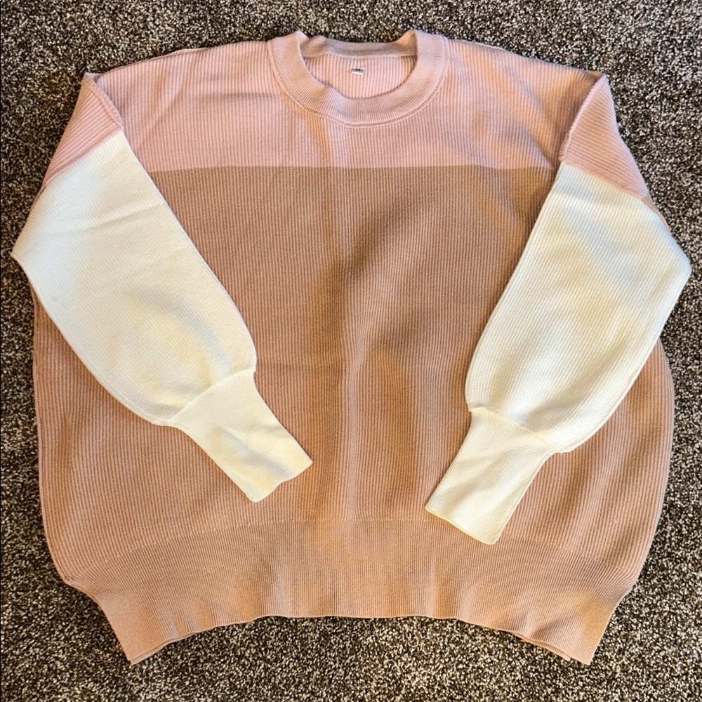 Colorblock Tan, Pink and Cream Women’s Sweater